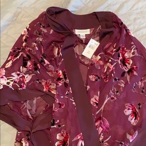 Silk trim velvet detail Maternity Kimono